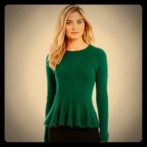 Antonio Melani Forest Green Cashmere Peplum Sweater